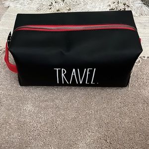 Rae Dunn black with red TRAVEL toiletry bag